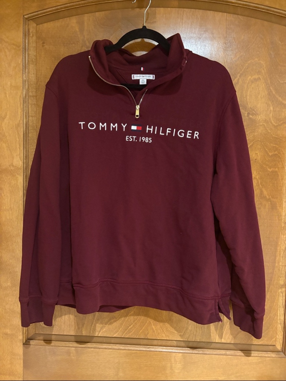 Tommy Hilfiger Maroon Half-Zip Pullover Sweatshirt
